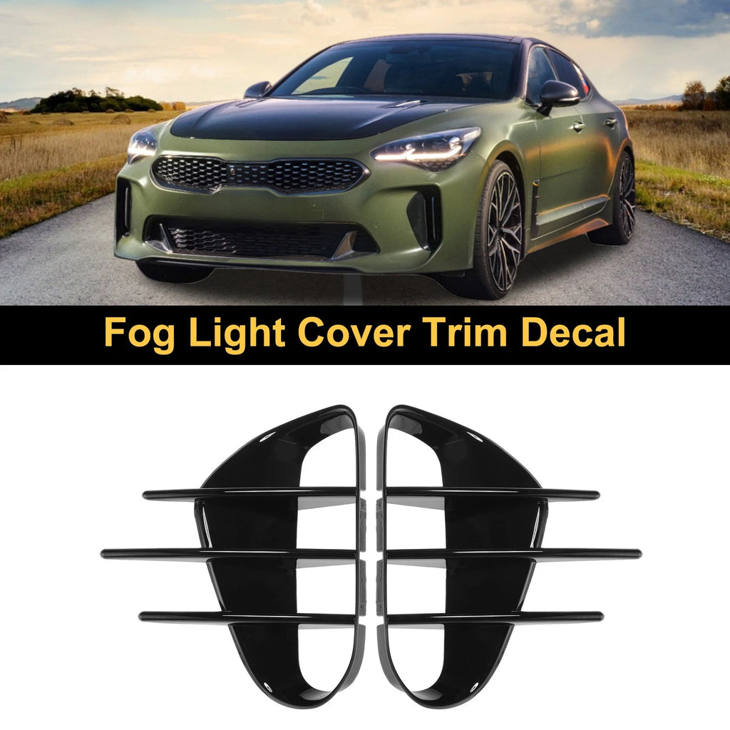Fog Light Cover Trim Set for Kia Stinger (2018–2023) Glossy Black