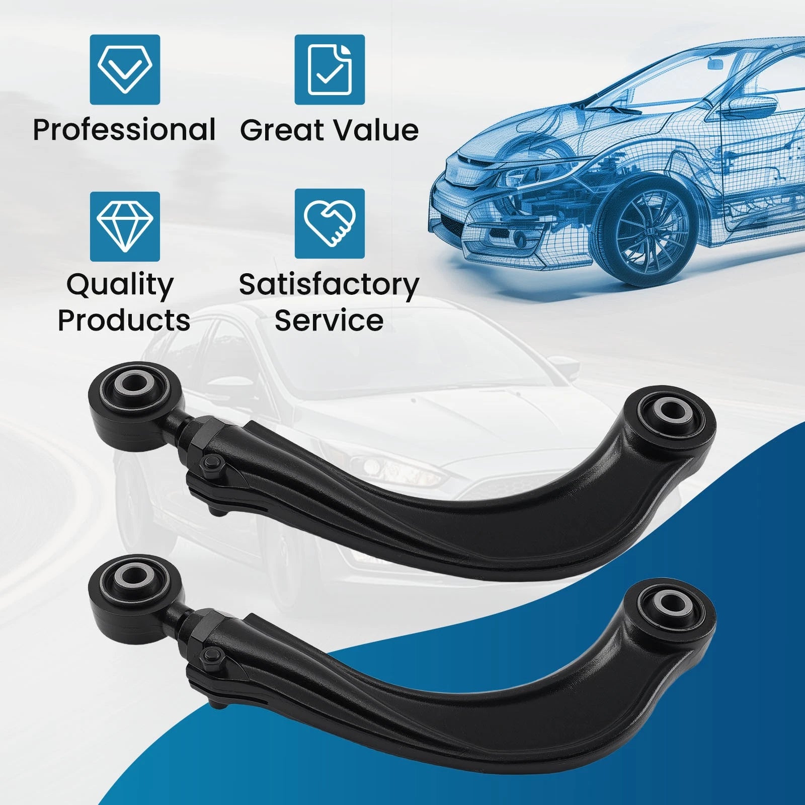 2X Rear Upper Control Arms for Ford Focus, Escape, Volvo C30, C70, S40, V50 (K100002)