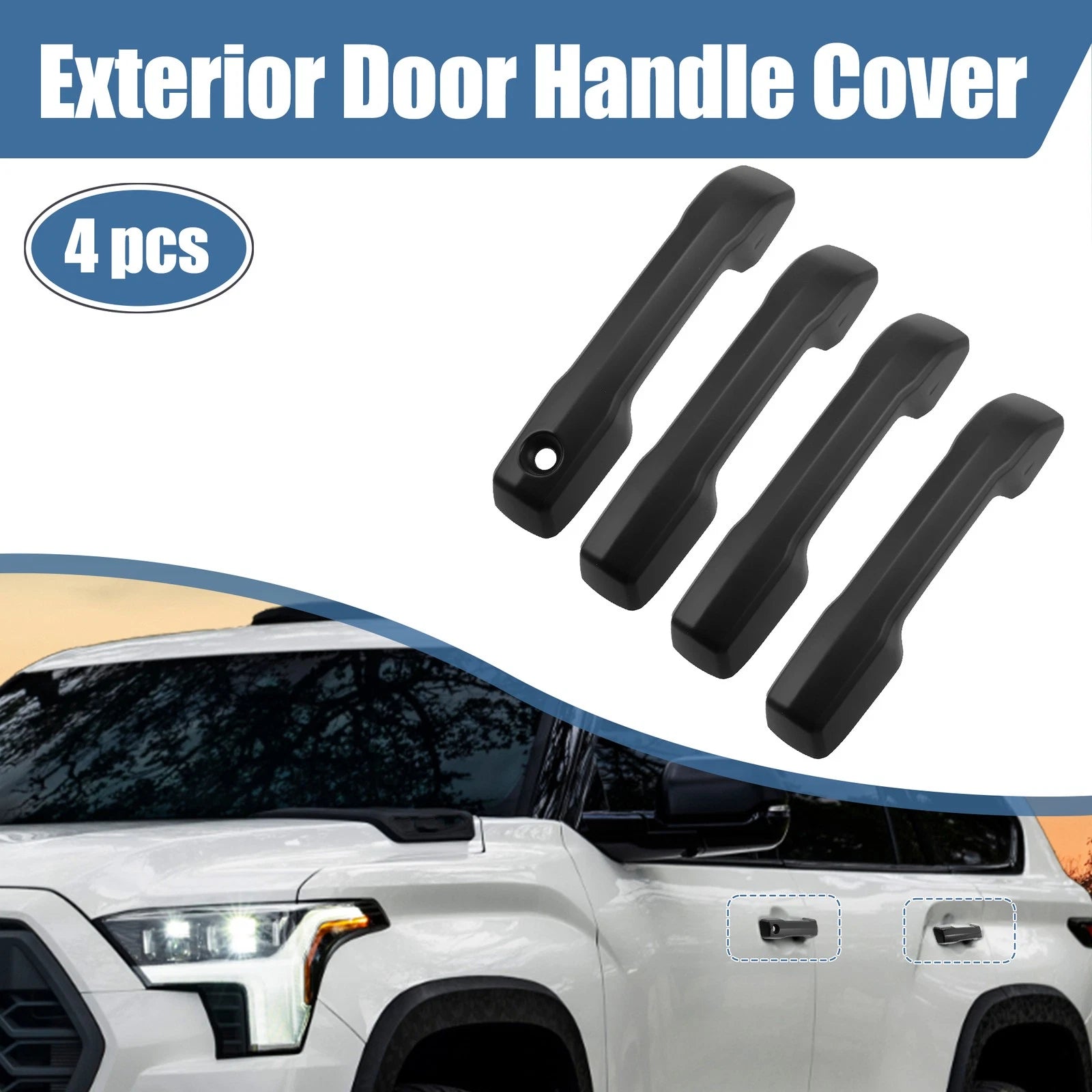 Set of 4 Exterior Door Handle Cover Trim for Toyota Tundra Sequoia (2007–2021)