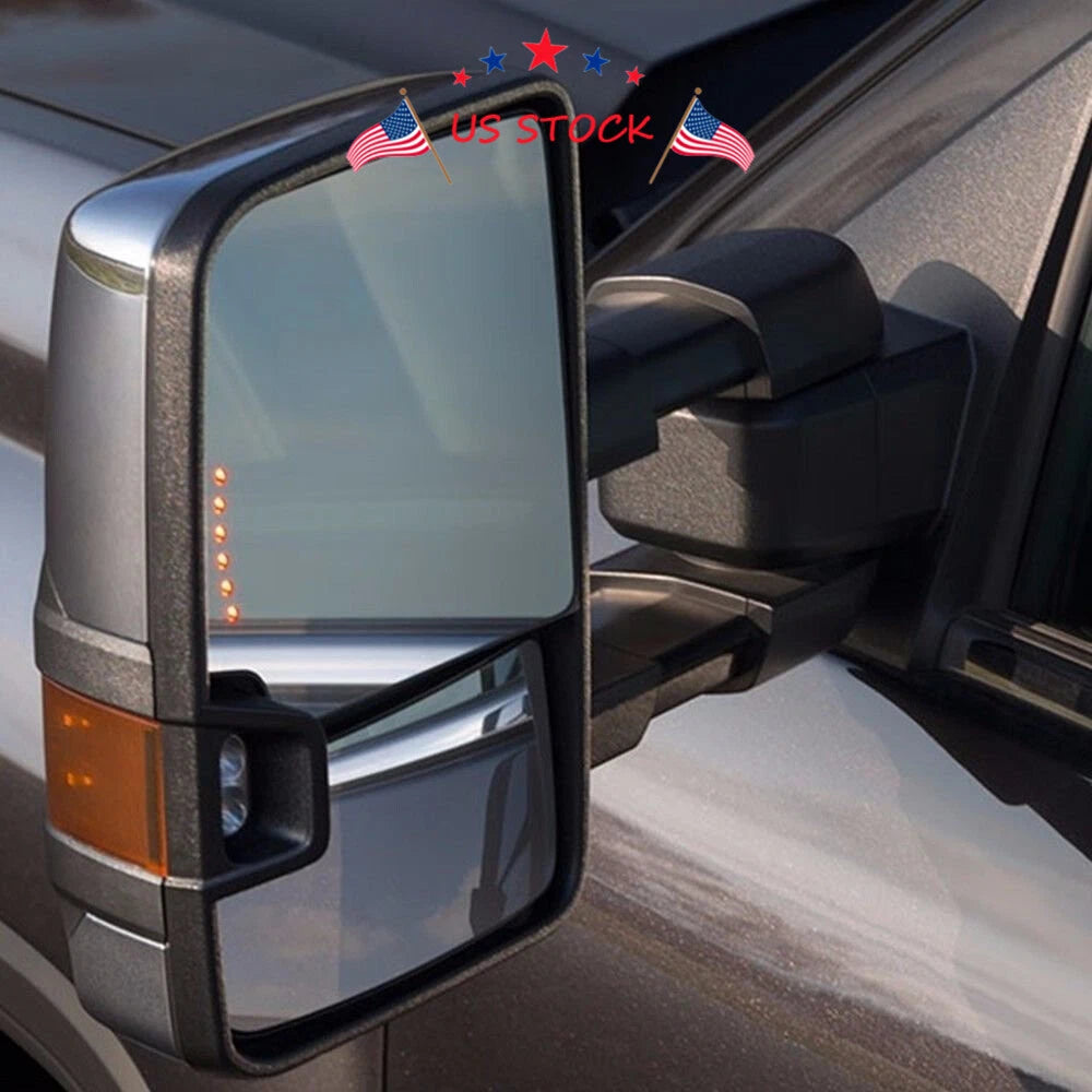 Pair Towing Mirrors for Chevy GMC (1999-2002) - Power, Heated, Chrome