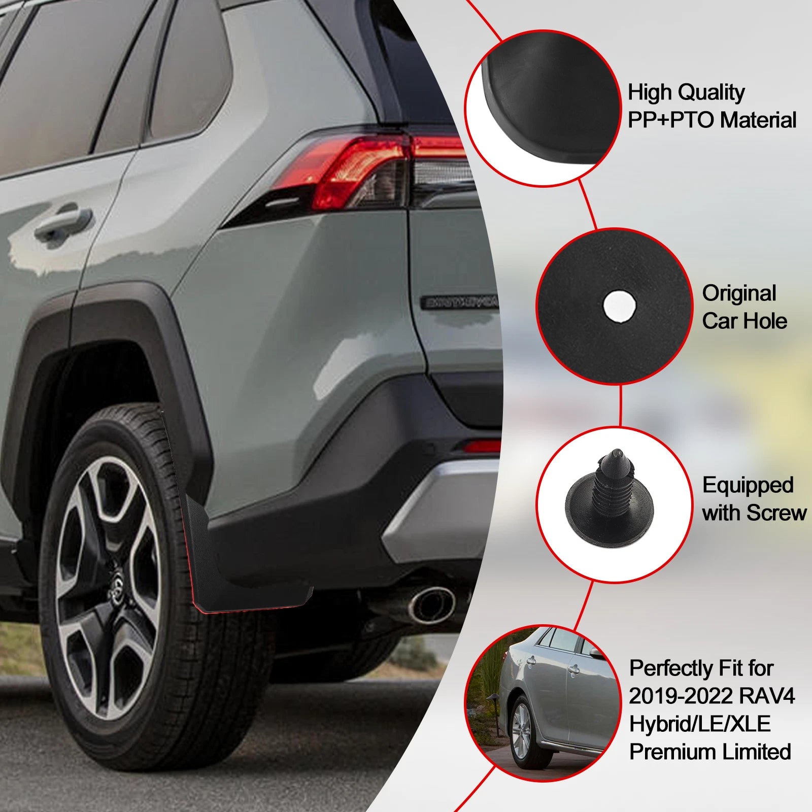 Molded Front and Rear Splash Guards Mud Flaps for Toyota RAV4 (2019-2025)