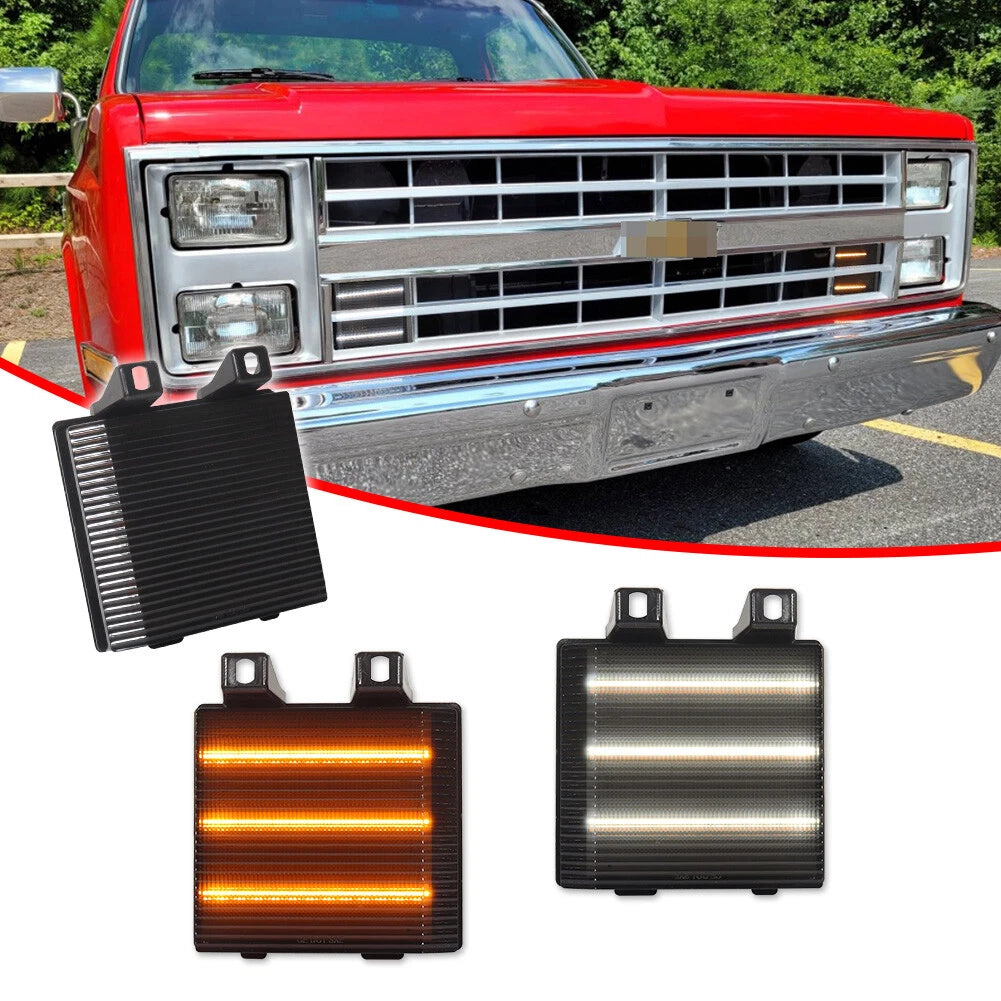 2X Smoke Sequential Switchback LED Front Signal Lights for Chevy GMC Pickup Truck