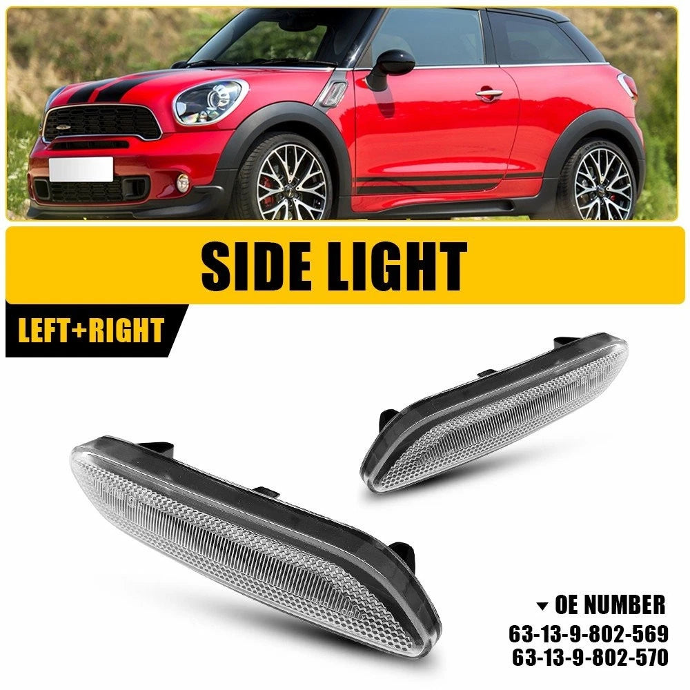 2X Clear Full LED Front Side Marker Lights for MINI Cooper R60 R61 (2011–2016)