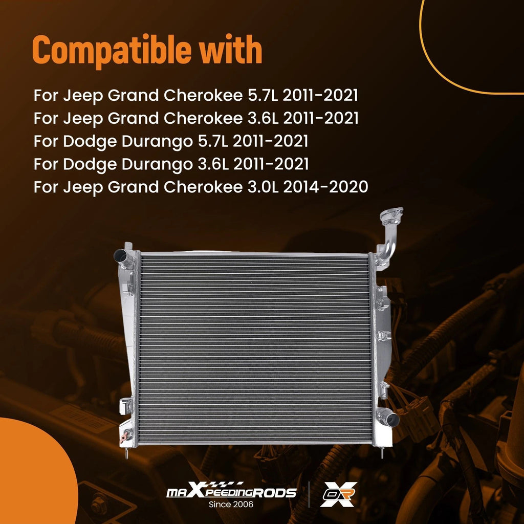2 Row Radiator for Jeep Grand Cherokee Durango 3.0L 3.6L 5.7L (2011–2021) CU13200