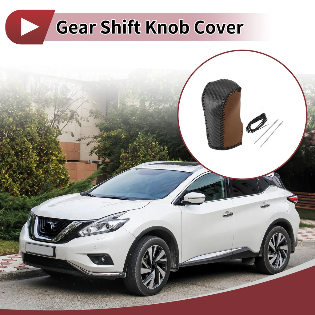 1 Pc Gear Shift Knob Cover for Nissan Murano (2009–2013) Black Brown Faux Leather