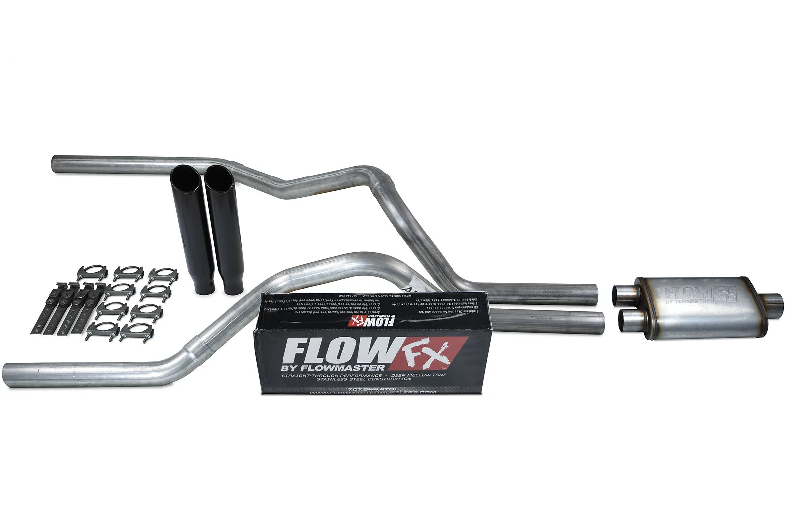 Dual Exhaust Kit for Ford F-150 (1987–1997) 2.5" Flowmaster Flow FX Black