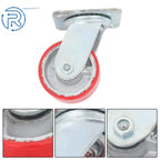 Set of 4 Red 4-Inch Tilt Casters Wheels for Trolley (2800 lbs Capacity)