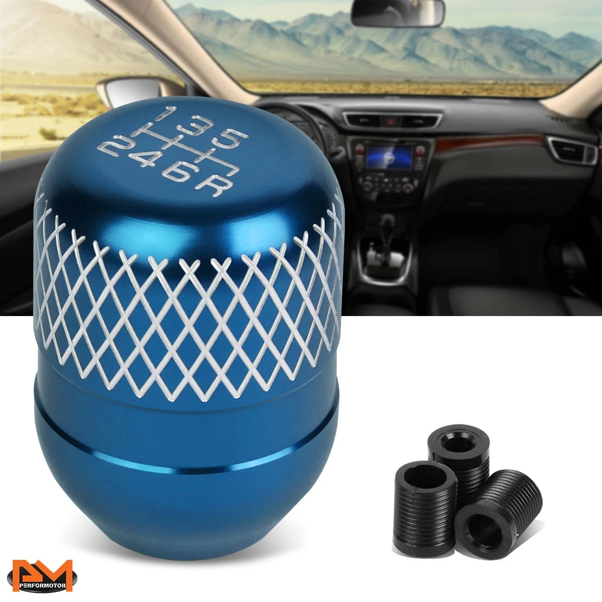 Netted Style 6-Speed Shift Knob for Universal Fit (42mm, Baby Blue)