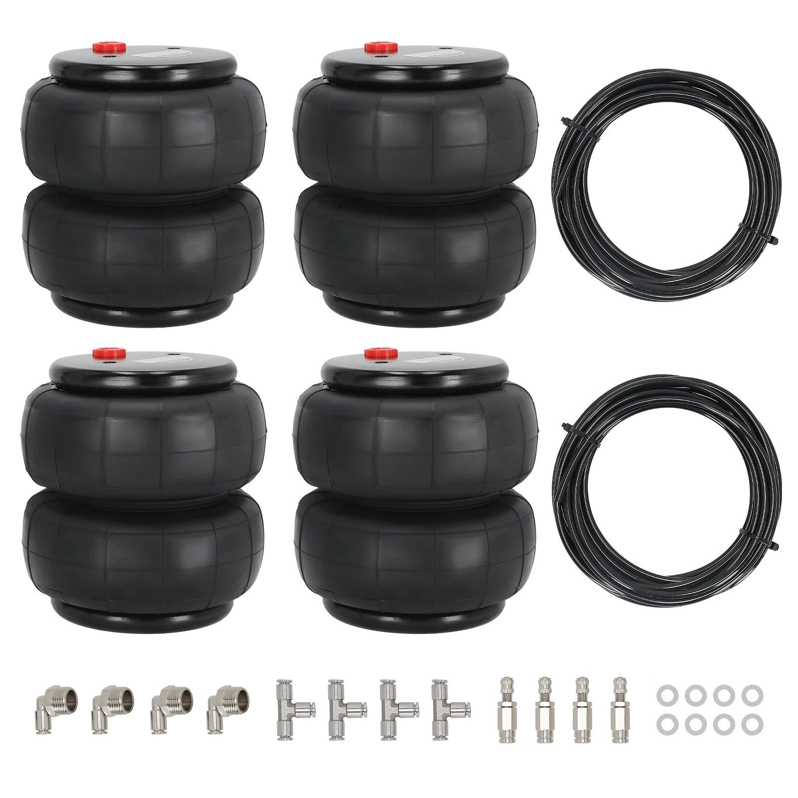 Set of 4 Air Spring Bags for Universal Applications (2600lbs, 1/2" NPT)