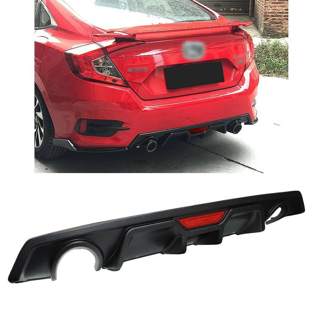 Rear Lower Bumper Diffuser w/LED 3rd Brake Light for Honda Civic 4DR (2016–2021)