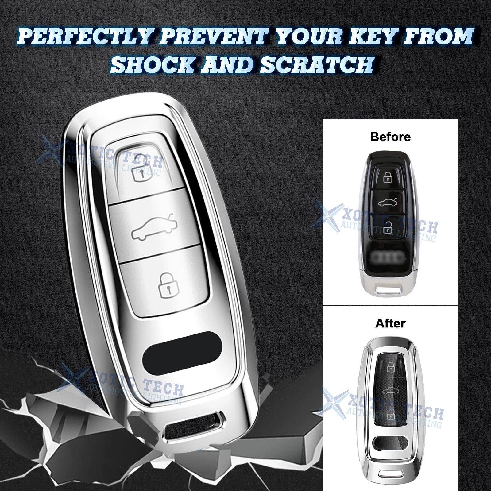 Soft TPU Remote Key Fob Cover for Audi A6 C6 C5 A3 A4 B6 B7 (2004-2010)