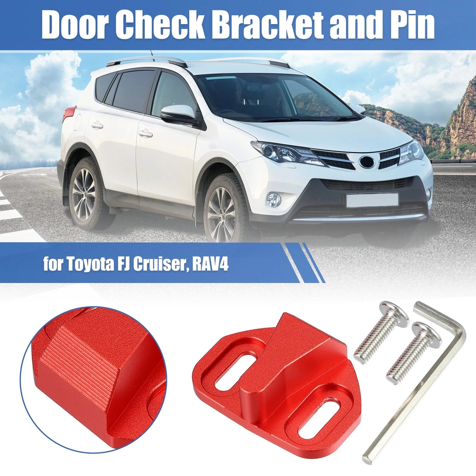 Set of 1 Door Check Bracket Kit for Toyota FJ Cruiser (2007–2014) Aluminum Red