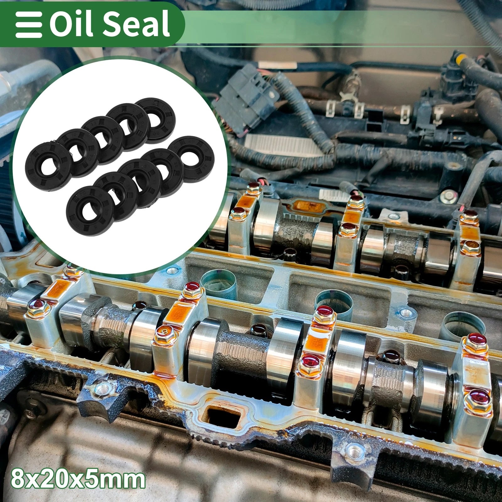 Oil Seal Ring for Various Models (8x20x5mm, NBR Rubber, High Pressure)