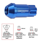20Pc M12X1.5 Blue JDM Open End Aluminum Spline Wheel Lug Nuts + Lock Key