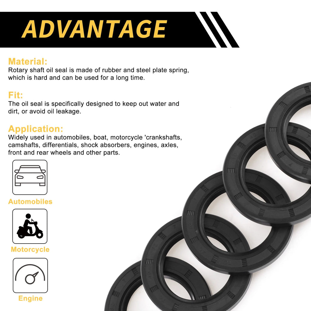 Set of 5 Oil Seal Rotary Shaft Seal NBR Rubber 40x62x7mm