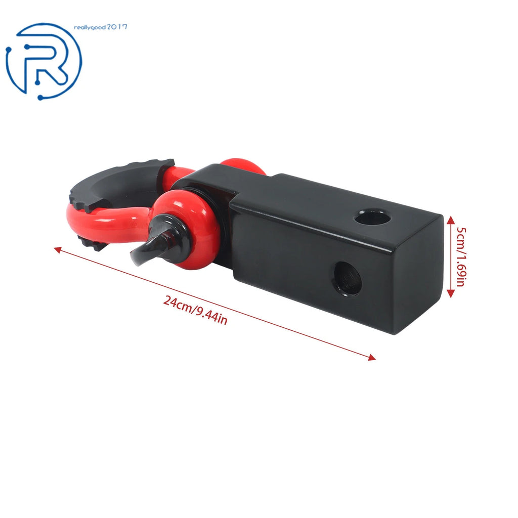 Off-Road Recovery Shackle for 2" Hitch Receiver (45000LB) Red Black