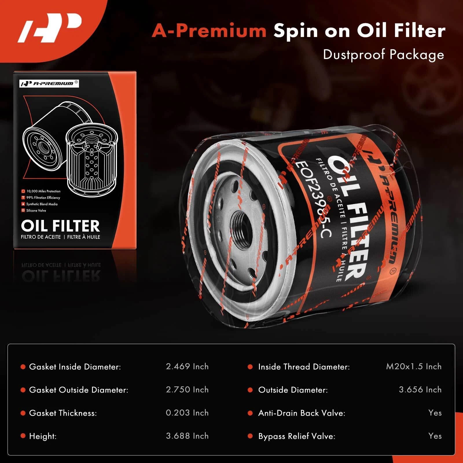 Engine Oil Filter for Jeep Wrangler (1987–1993) Cherokee (1985–1993)