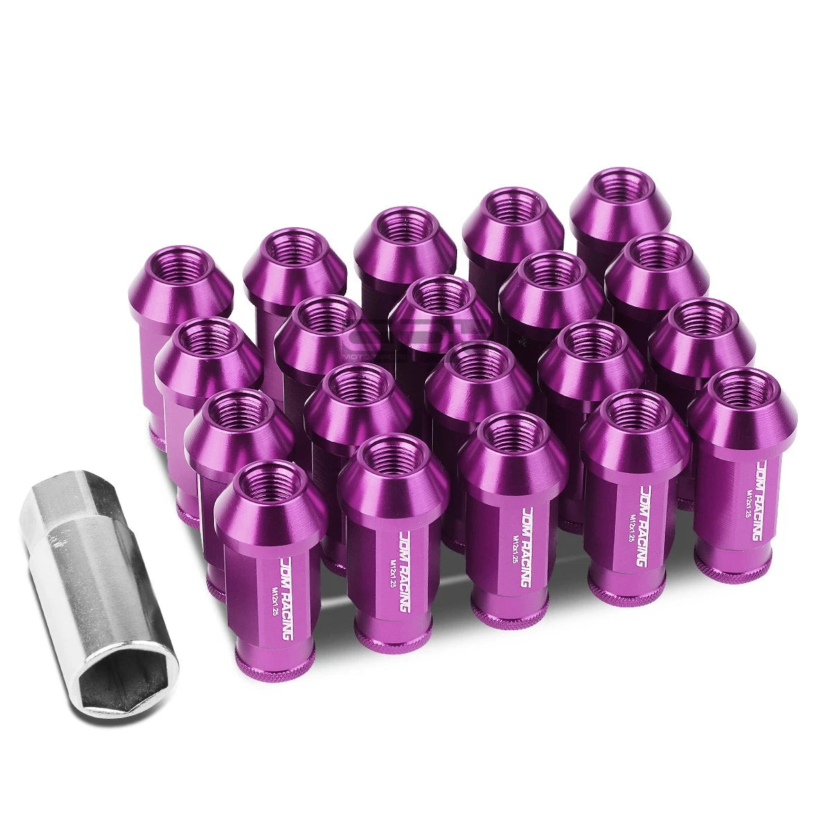 20 PCS Open End M12x1.25 50mm Tall Purple Universal JDM Lug Nut Set