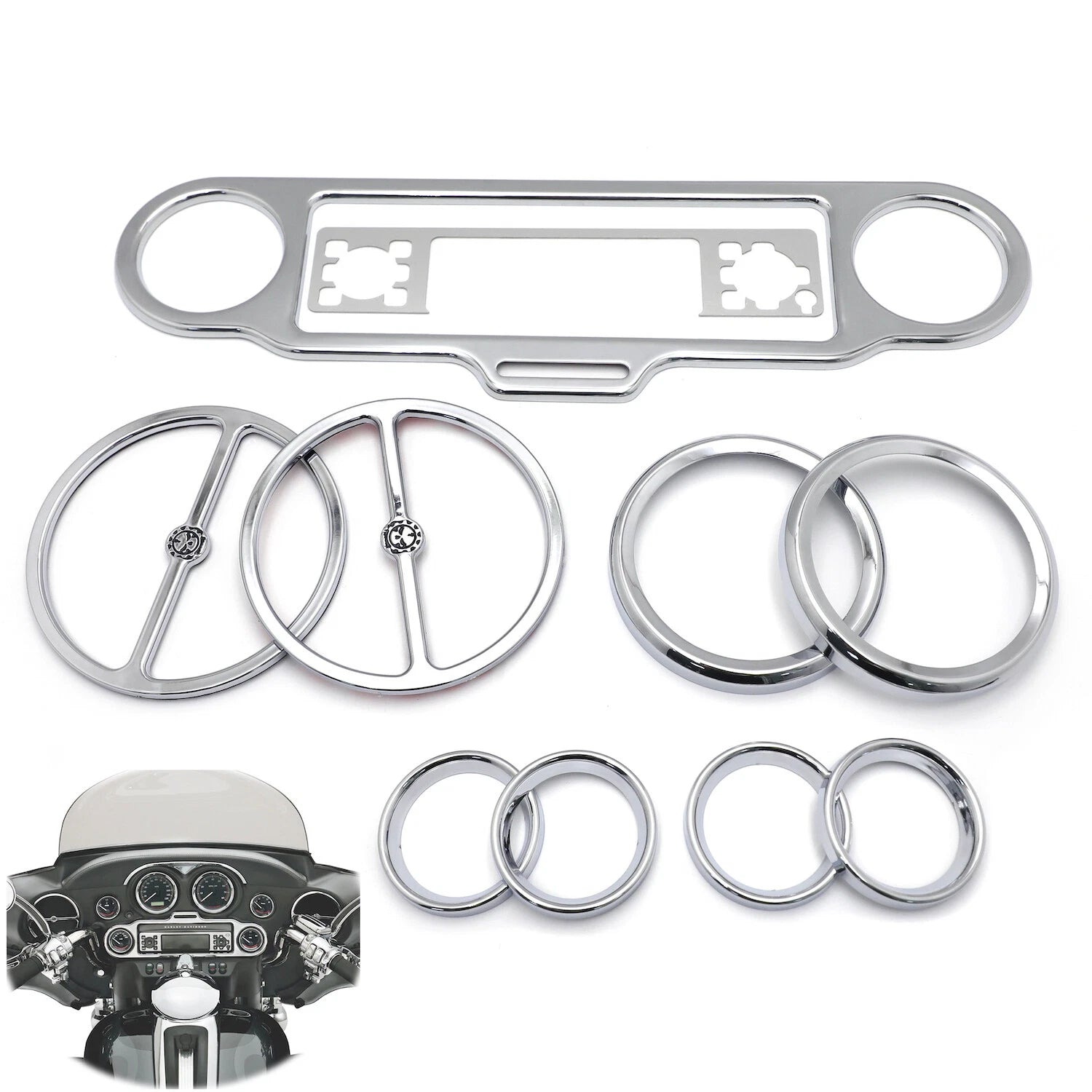 Chrome Skull Inner Fairing Trim Kit for Harley Electra Glide Street Glide (2006–2013)