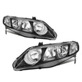 Headlight Set for Honda Civic Sedan (2006–2011) Black Housing Clear Corner