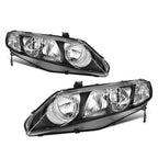 Headlight Set for Honda Civic Sedan (2006–2011) Black Housing Clear Corner