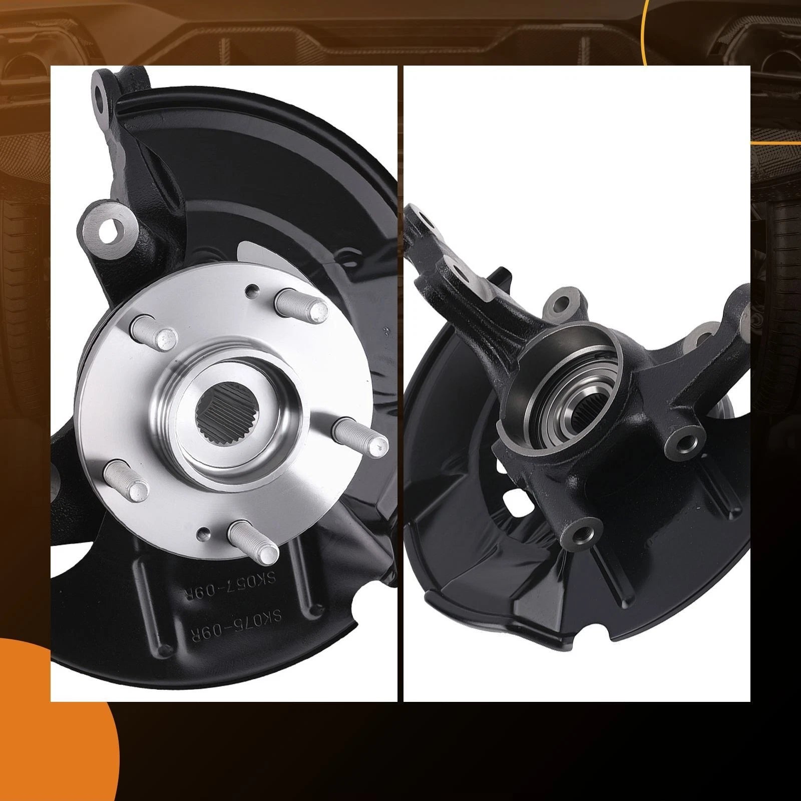 Pair Front Steering Knuckles with Wheel Bearings for Hyundai Elantra (2007–2012)