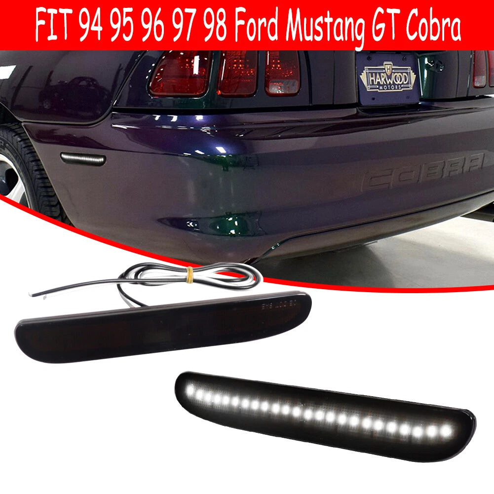 Smoked Lens LED Rear Bumper Side Reflector Lights for Ford Mustang (1994–1998)