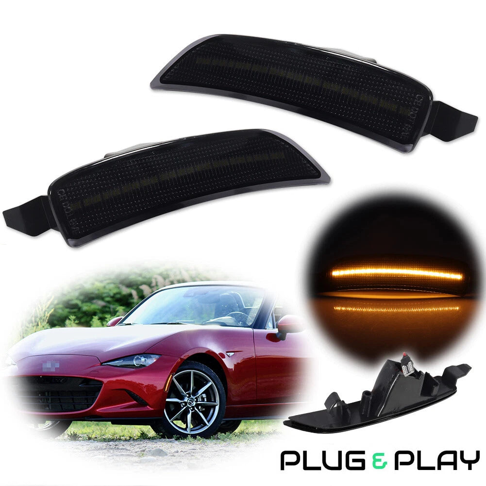 2X Smoke Amber LED Front Side Marker Lights for Mazda MX-5 Miata