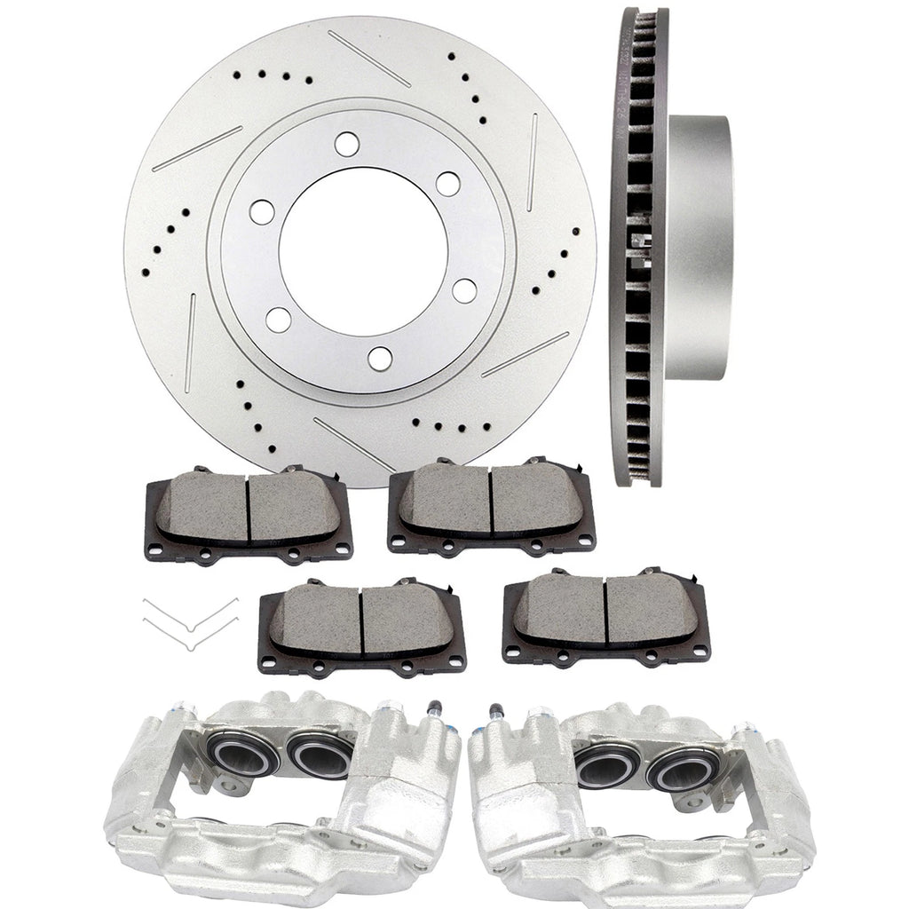 Set of 8 Brake Calipers, Rotors & Pads for Toyota Tacoma (2005–2021)