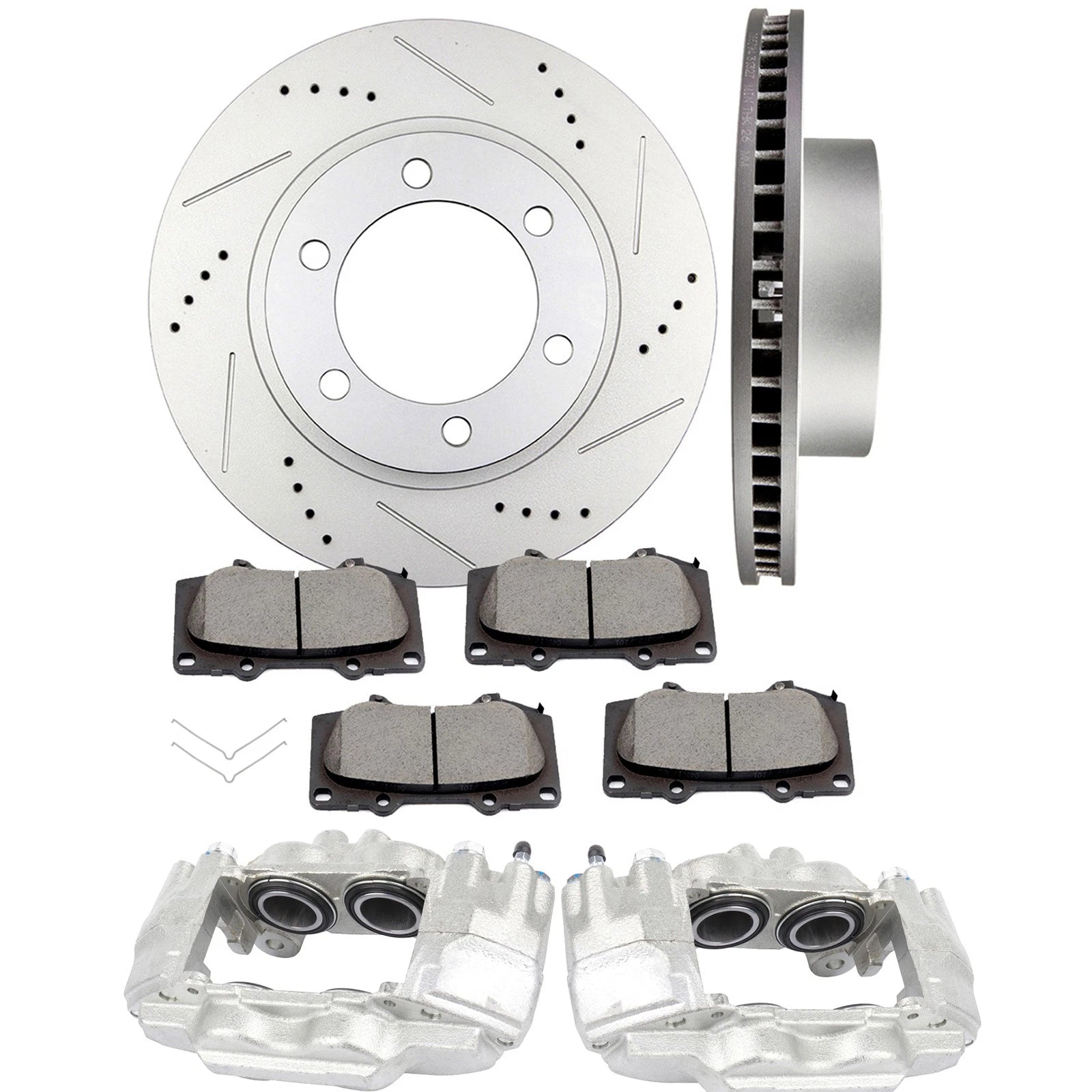 Set of 8 Brake Calipers, Rotors & Pads for Toyota Tacoma (2005–2021)