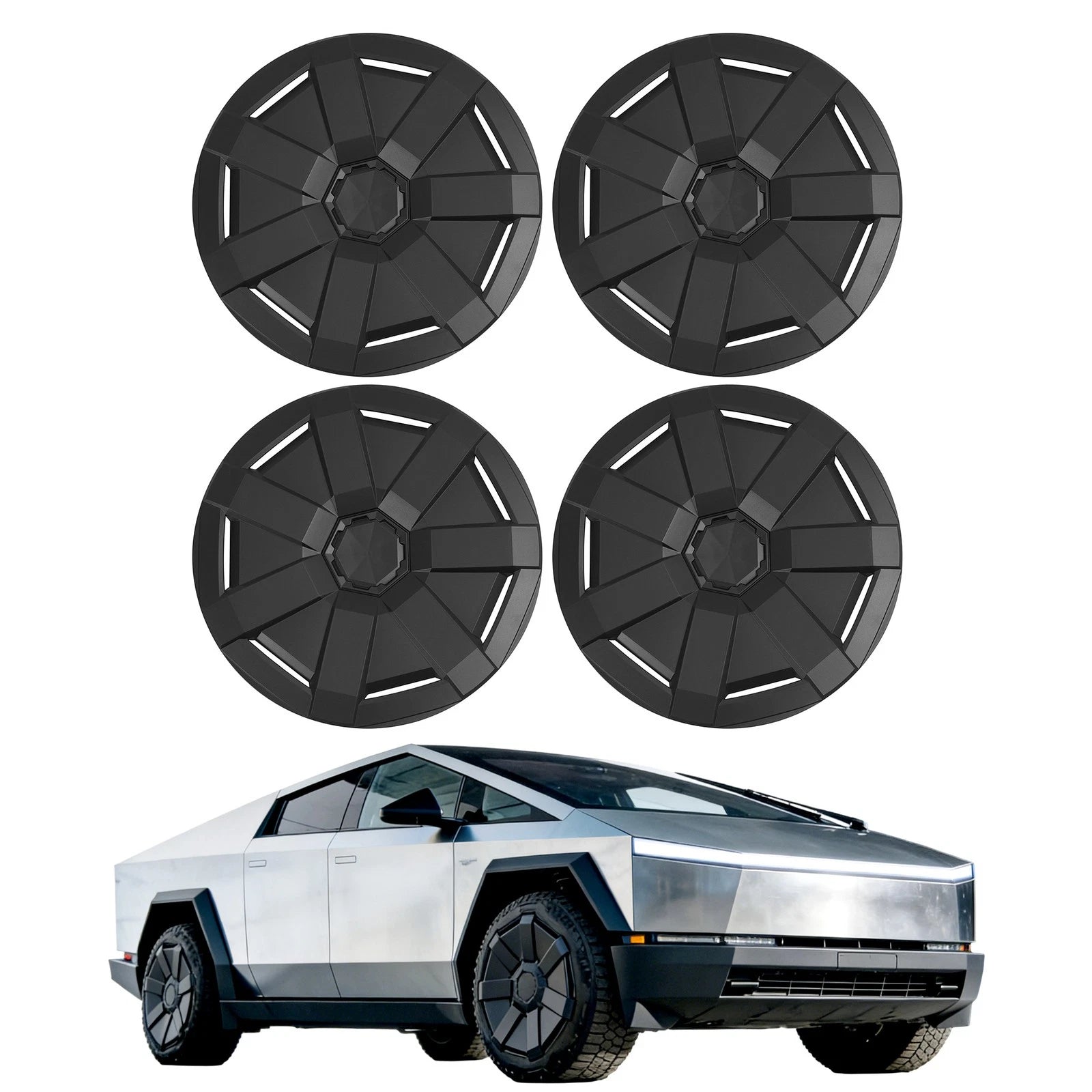 Set of 4 Wheel Rim Covers for Tesla Cybertruck (2021–2023) Matte Black