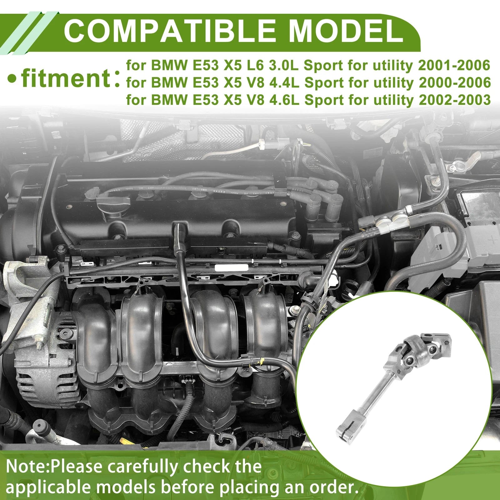 Steering Column Shaft for BMW X5 E53 (2001–2006) No. 32306758076 Metal