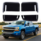 Set of 4 Tow Mirror Cap Covers for Chevy Silverado GMC Sierra (2014–2019) Glossy Black
