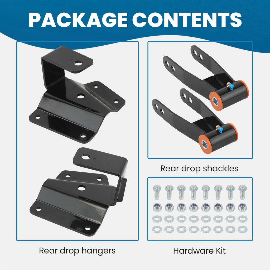Drop Kit Rear Shackles & Hangers for Chevy Silverado GMC Sierra 1500 (1999-2006)