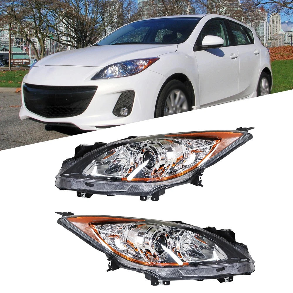 Set of 2 Headlamps for Mazda 3 (2010–2013) Halogen