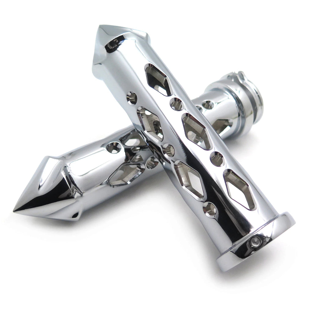 Chrome Spike Grip 7/8" CNC for Suzuki Honda Kawasaki Yamaha Sportbike
