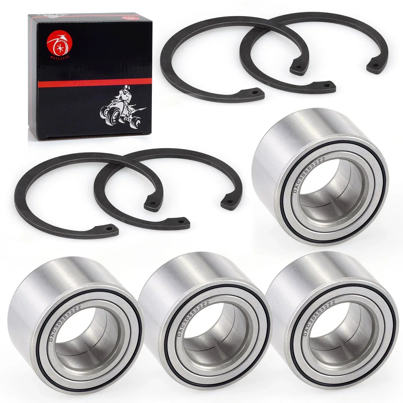 4x Front/Rear Wheel Bearing & Circlip for Arctic Cat