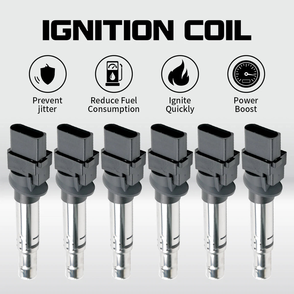 Pack of 6 Ignition Coils for Porsche VW (2004–2008) C1466 UF531