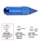 Set of 20 M12X1.5 Blue JDM Hex Spiked Cap Wheel Lug Nuts + 20mm Extension