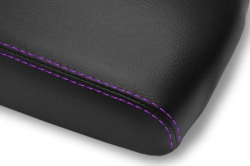 Leather Console Lid Armrest Cover for Infiniti FX35 (2009–2012) Purple Stitch