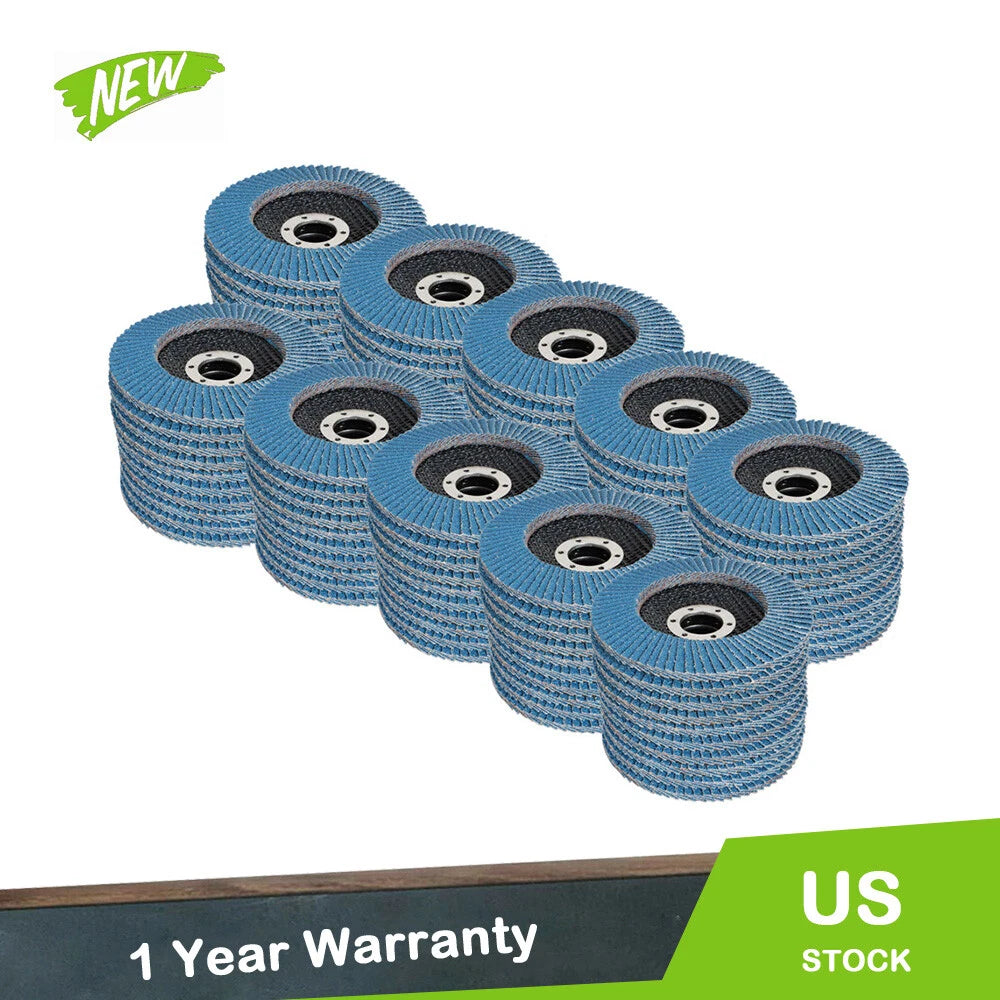 Pack of 100 Zirconia Flap Discs for Sanding Grinding 4.5" x 7/8" 40 Grit