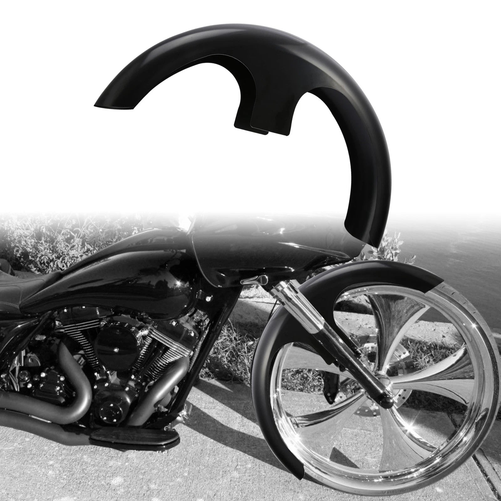30" Wrapped Wheel Front Fender Steel for Harley Electra Glide (2014–2023)