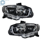 Set of 2 Halogen Projector Headlights for Honda Civic (2016–2021)