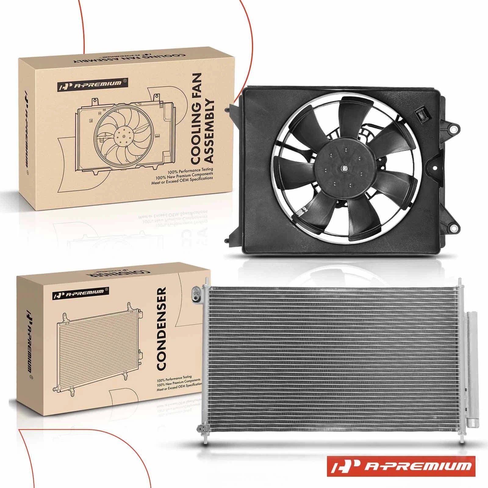 A/C condenser and cooling fan with shroud for Honda Civic (2006–2011)