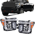 Pair Projector Headlights for GMC Sierra 2500 3500HD (2020â2023) Black