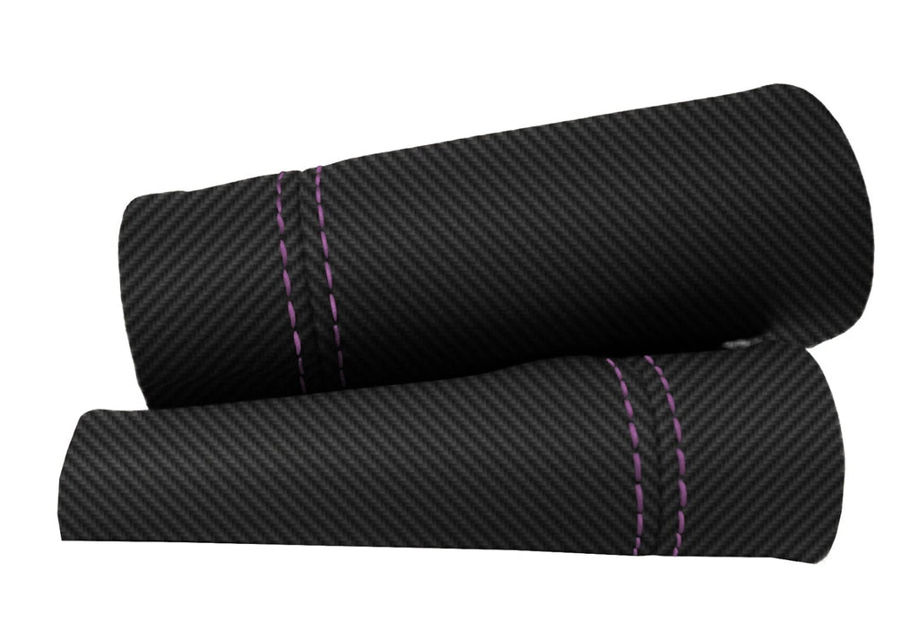 Door Panel Insert PVC Carbon Cover for Ford Mustang (2015–2020) Purple Stitch
