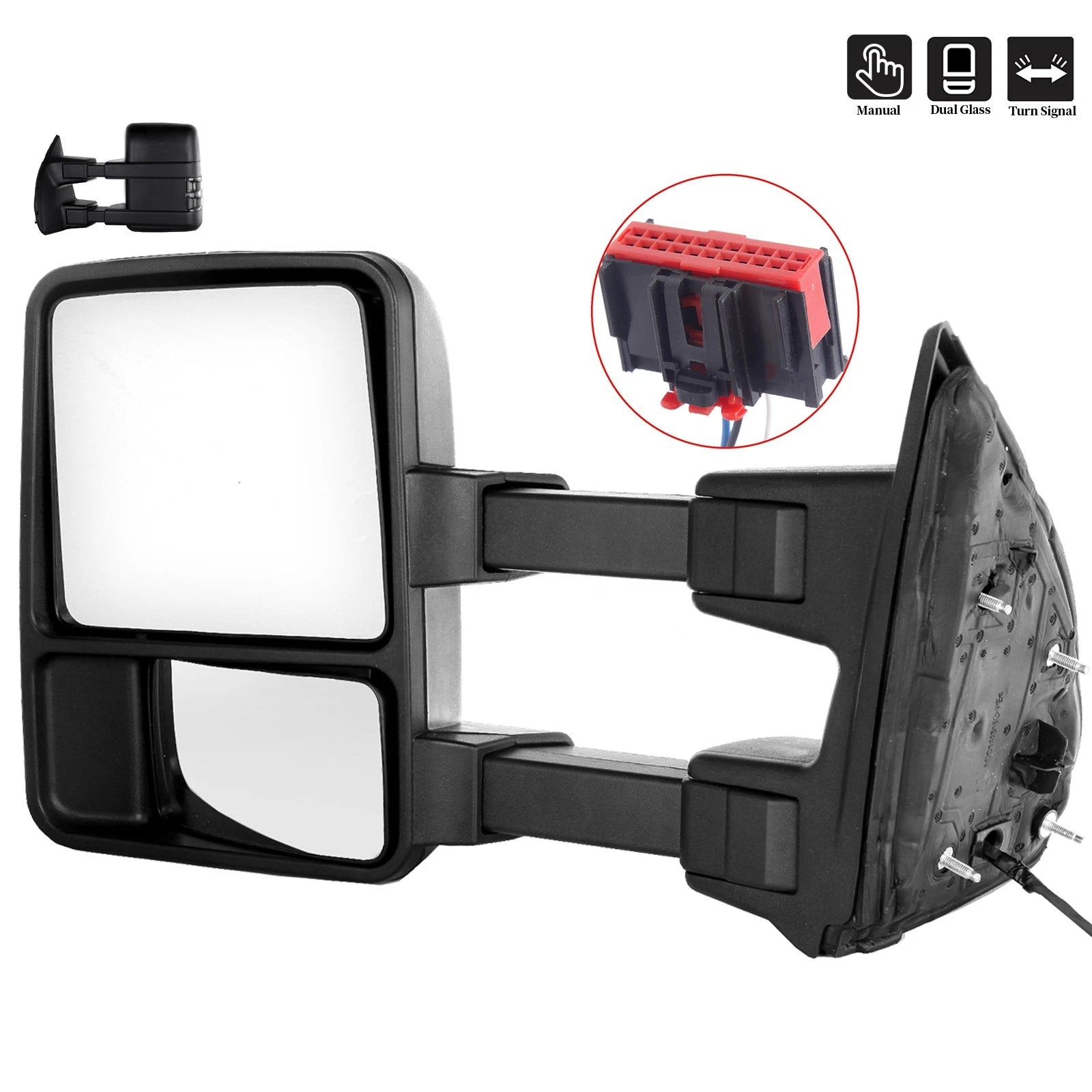 Driver Side Manual Towing Mirror with Turn Signal for F250-F550 (2008–2016)