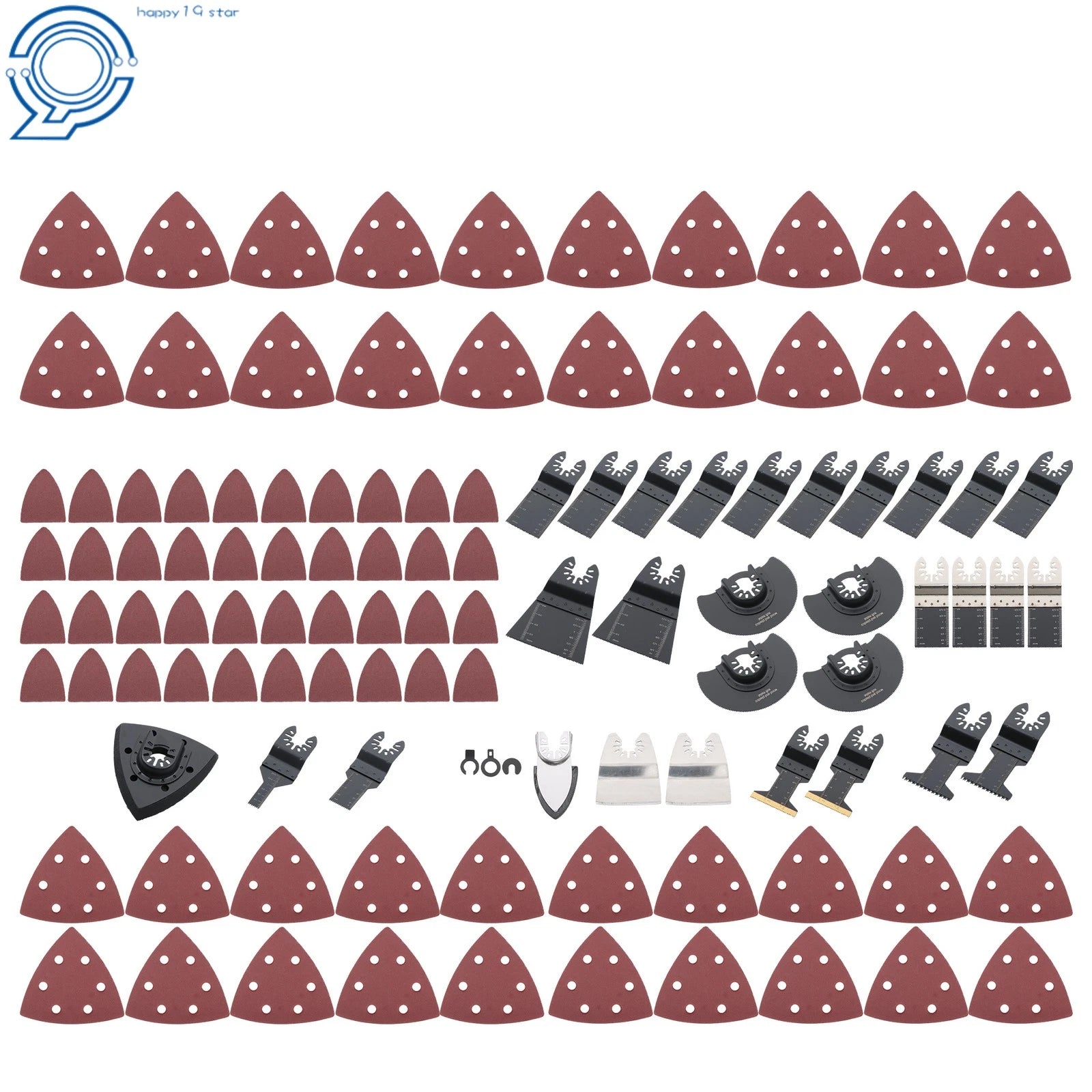 113PCS Oscillating Tool Blades & Sandpapers for Wood Metal Plastics