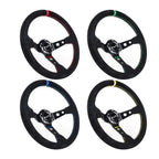 14-Inch Deep Dish Suede Leather Steering Wheel for Universal Fit (Racing)