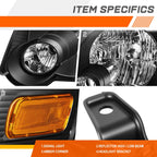 Pair of Black Housing Headlights with Amber Corner Signal for Ford Explorer (2006–2010)